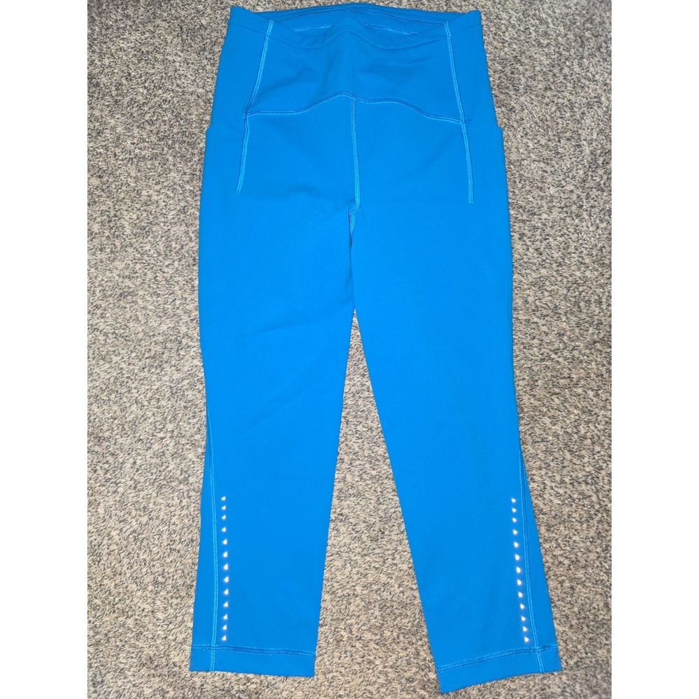 Lululemon Fast and Free High-Rise Crop 19 Nulux Cyan Blue Running Leggings Sz 6